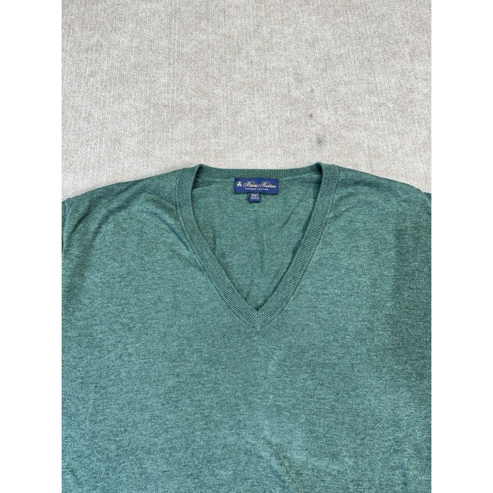 Brooks Brothers Supima Cotton V Neck Sweater Mens 3XLT Green Heather
